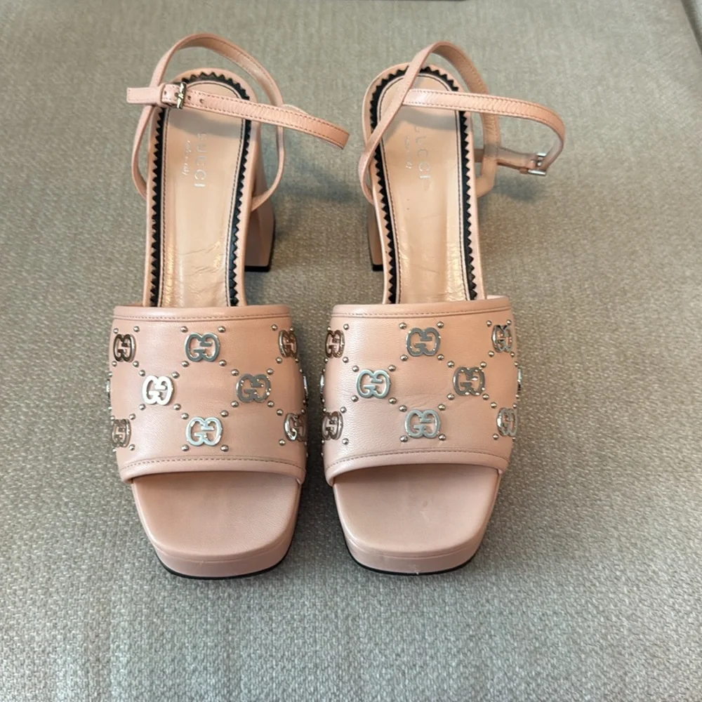 Gucci Size 38 1/2 Malaga Kid heal in perfect pink
